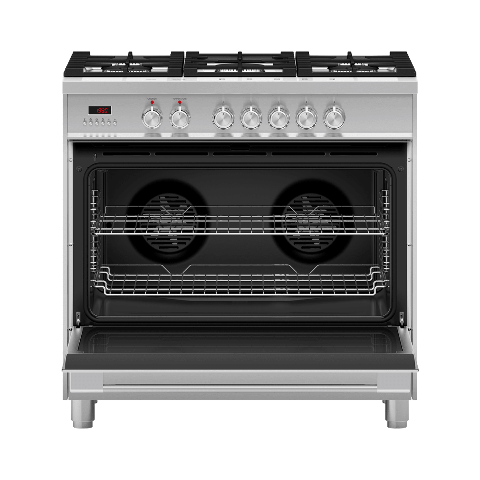 Freestanding Cooker, Dual Fuel, 90cm, 5 Burners, Stainless Steel