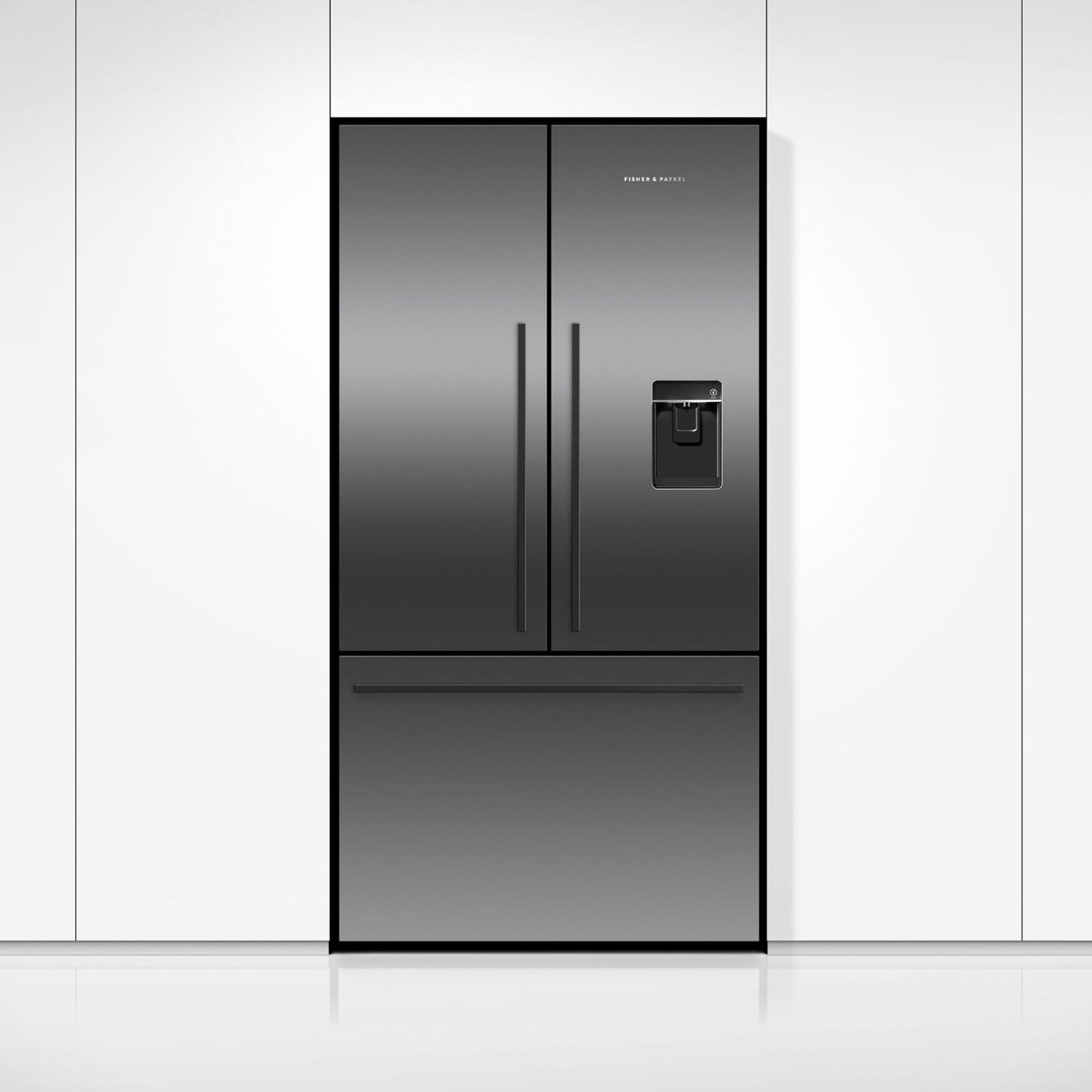 Freestanding French Door Refrigerator Freezer, 90cm, 569L, Ice & Water