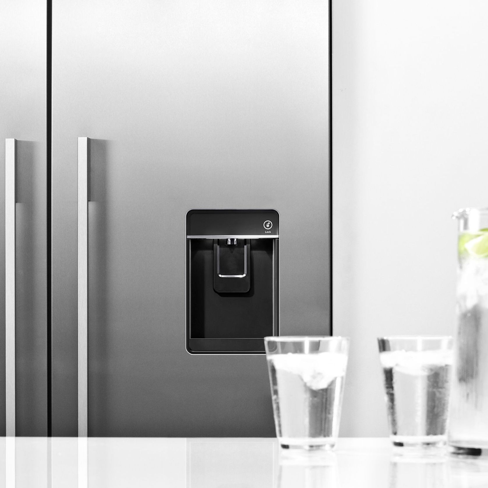 Freestanding French Door Refrigerator Freezer, 90cm, 569L, Ice & Water