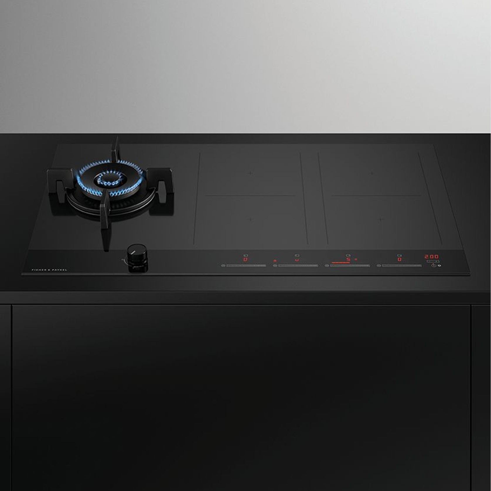 Gas + Induction Cooktop, 90cm, 1 Burner, 4 Zones with SmartZone