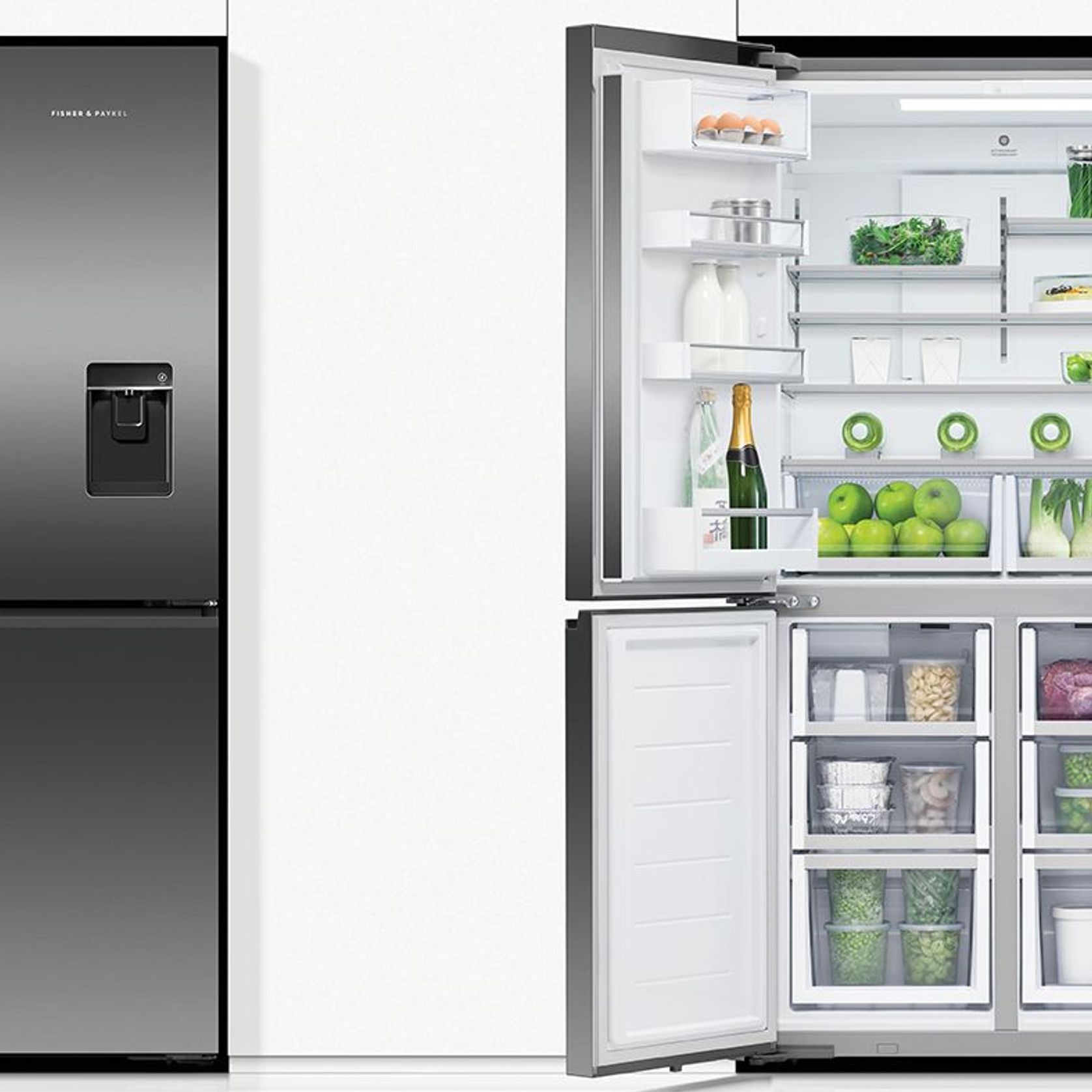 Freestanding Quad Door Refrigerator Freezer, 90.5cm, 538L, Ice & Water