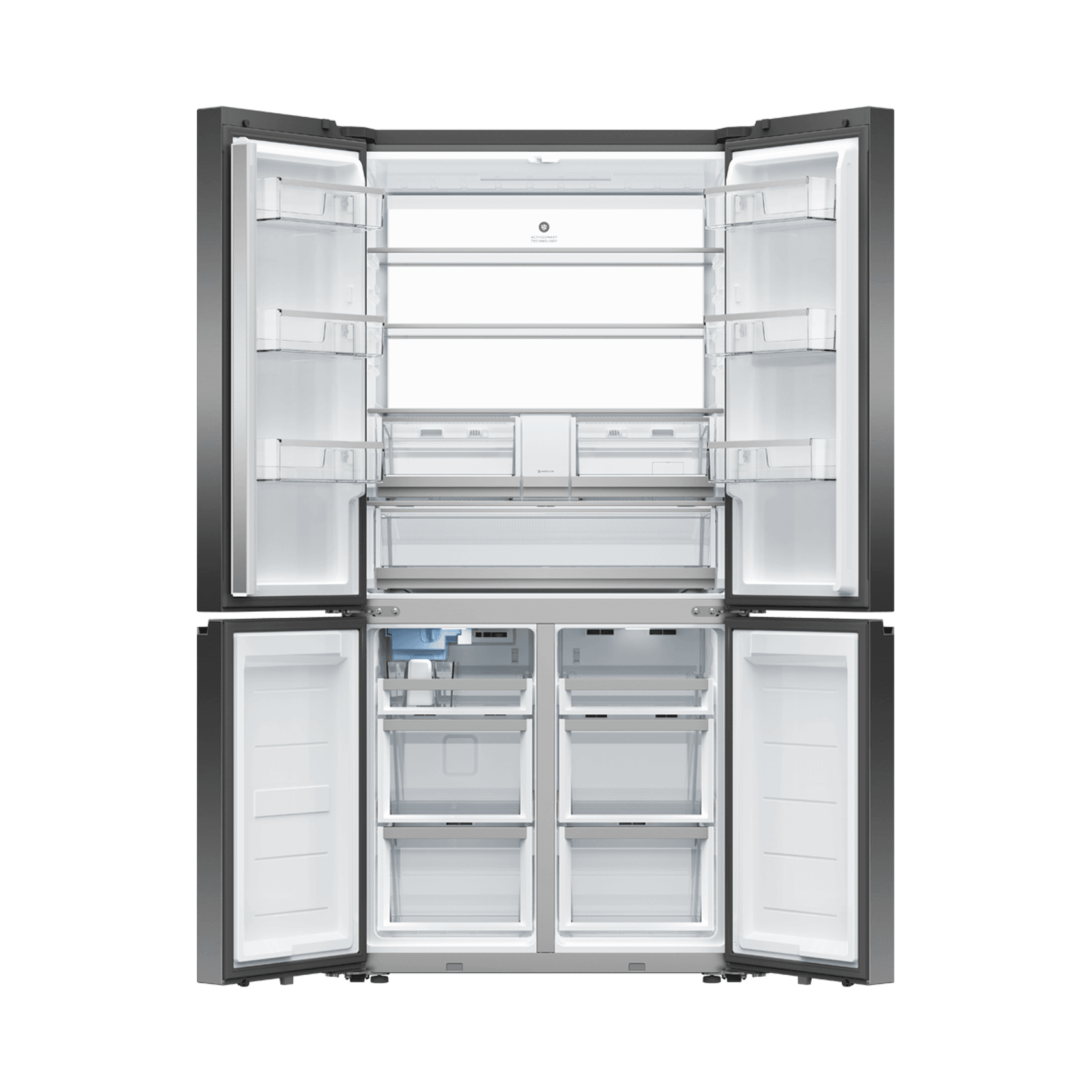 Freestanding Quad Door Refrigerator Freezer, 90.5cm, 690L, Ice & Water