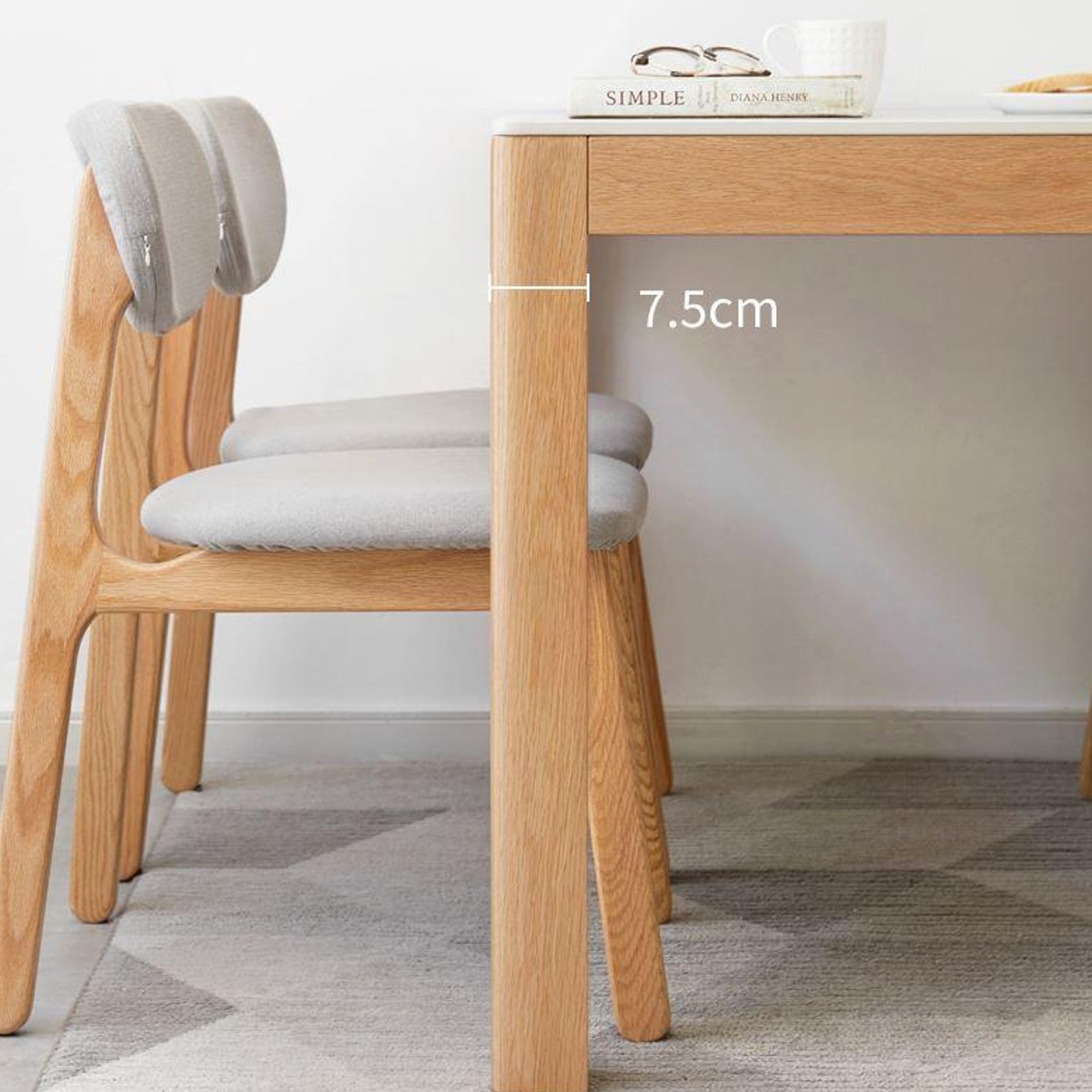 Humbie Oak Large Dining Table With Ceramic Marble Top gallery detail image