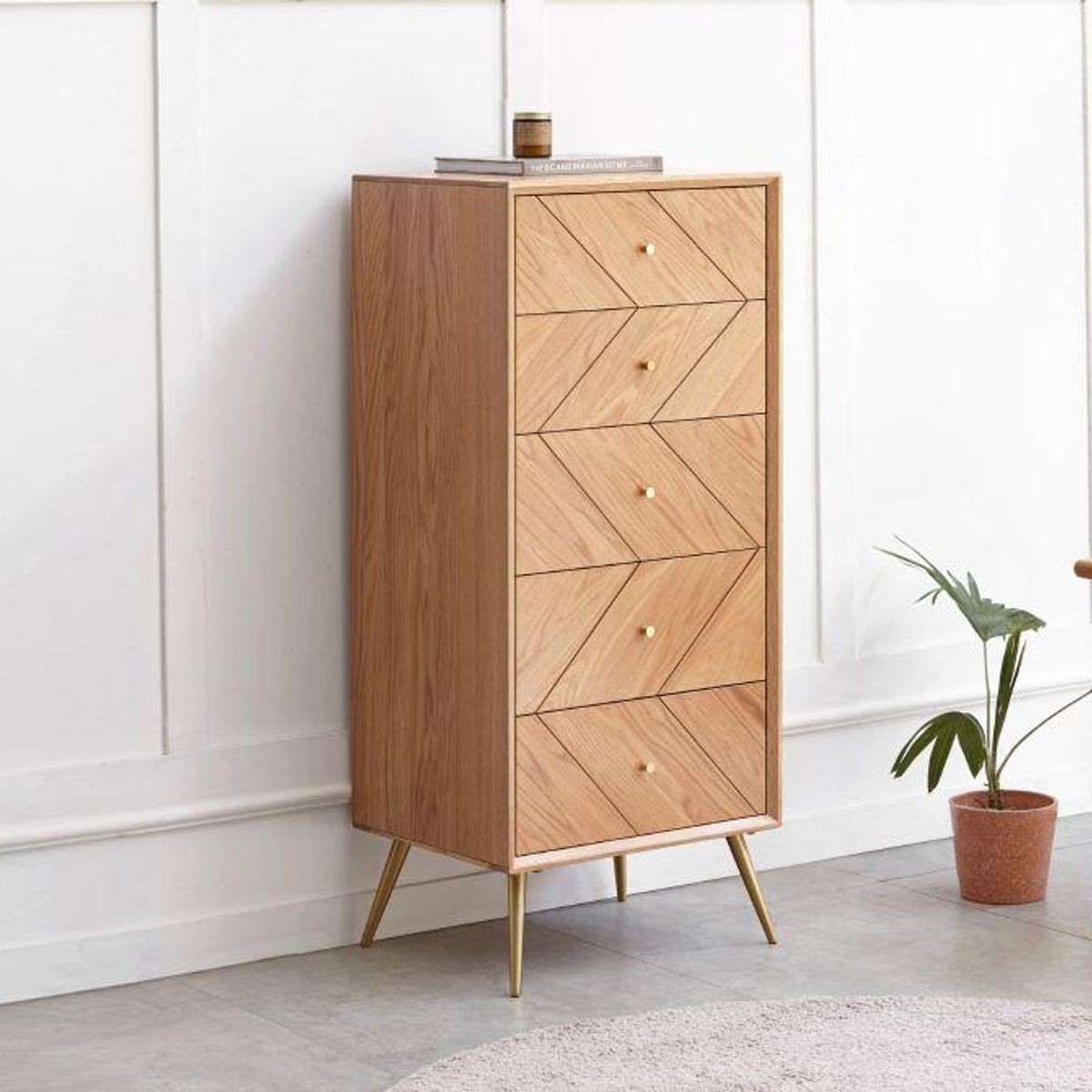 Parquet Solid Oak 5 Drawers Tallboy ArchiPro NZ