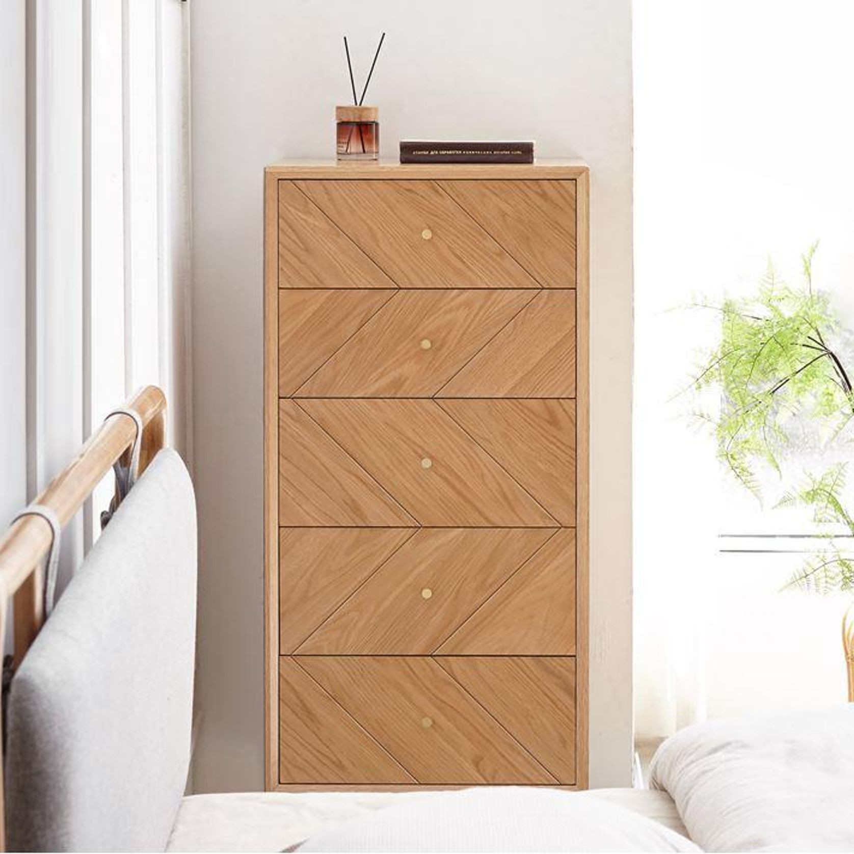 Parquet Solid Oak 5 Drawers Tallboy gallery detail image