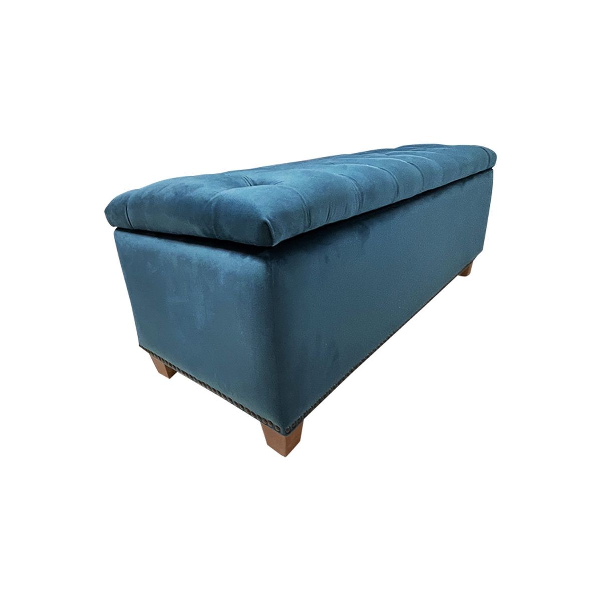 Abel Rectangle Storage Ottoman Dark Aqua Velvet ArchiPro NZ