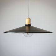 60cm Metal Pendant with Wooden Lamp Holder gallery detail image