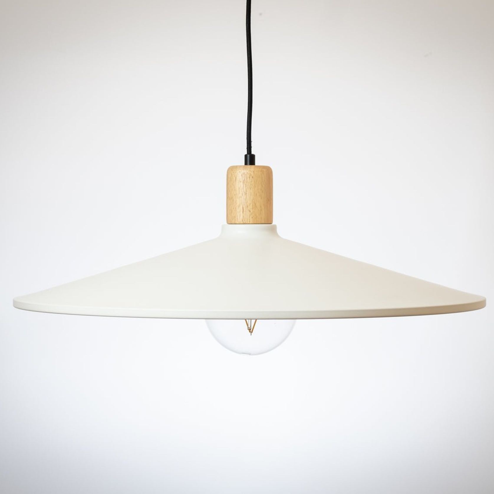 60cm Metal Pendant with Wooden Lamp Holder gallery detail image