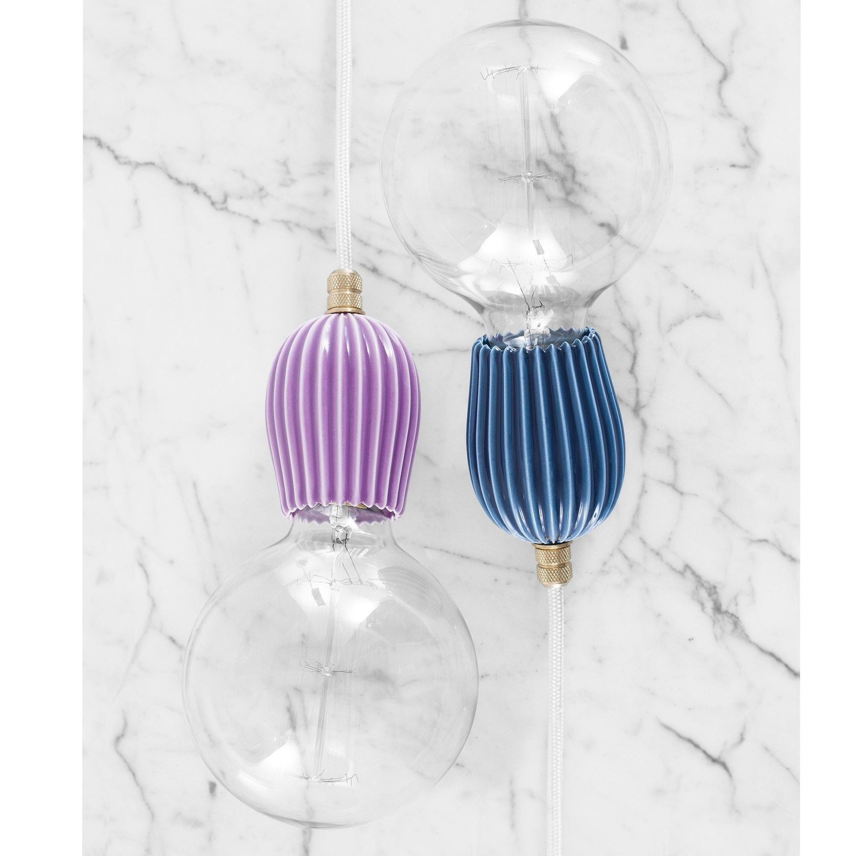 Latitude Keramik Rib Lila Ceiling Light gallery detail image