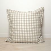 100% French Flax Linen Euro Pillowcase Natural Gingham gallery detail image