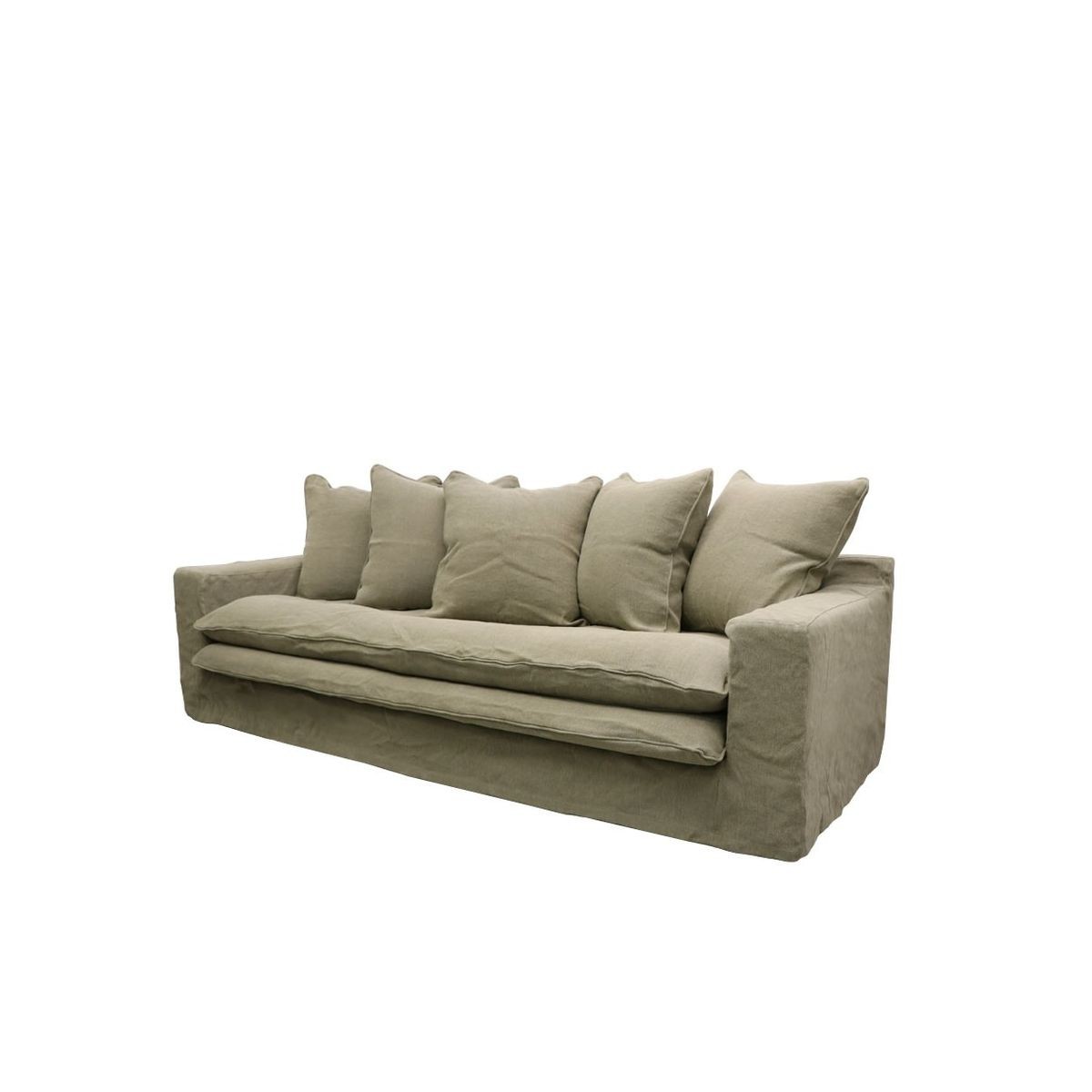 Keely Slipcover Sofa 3 Seater Khaki ArchiPro NZ