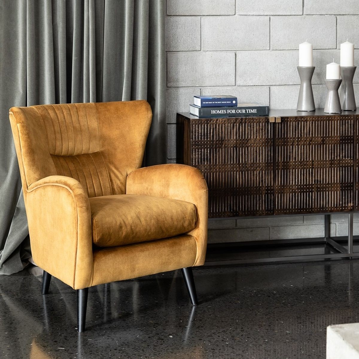 Theo Velvet Armchair Copper ArchiPro NZ