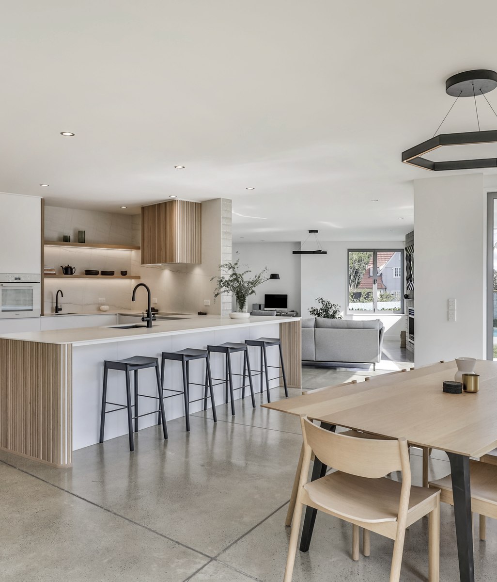 The oak dining table was inspiration for the new kitchen