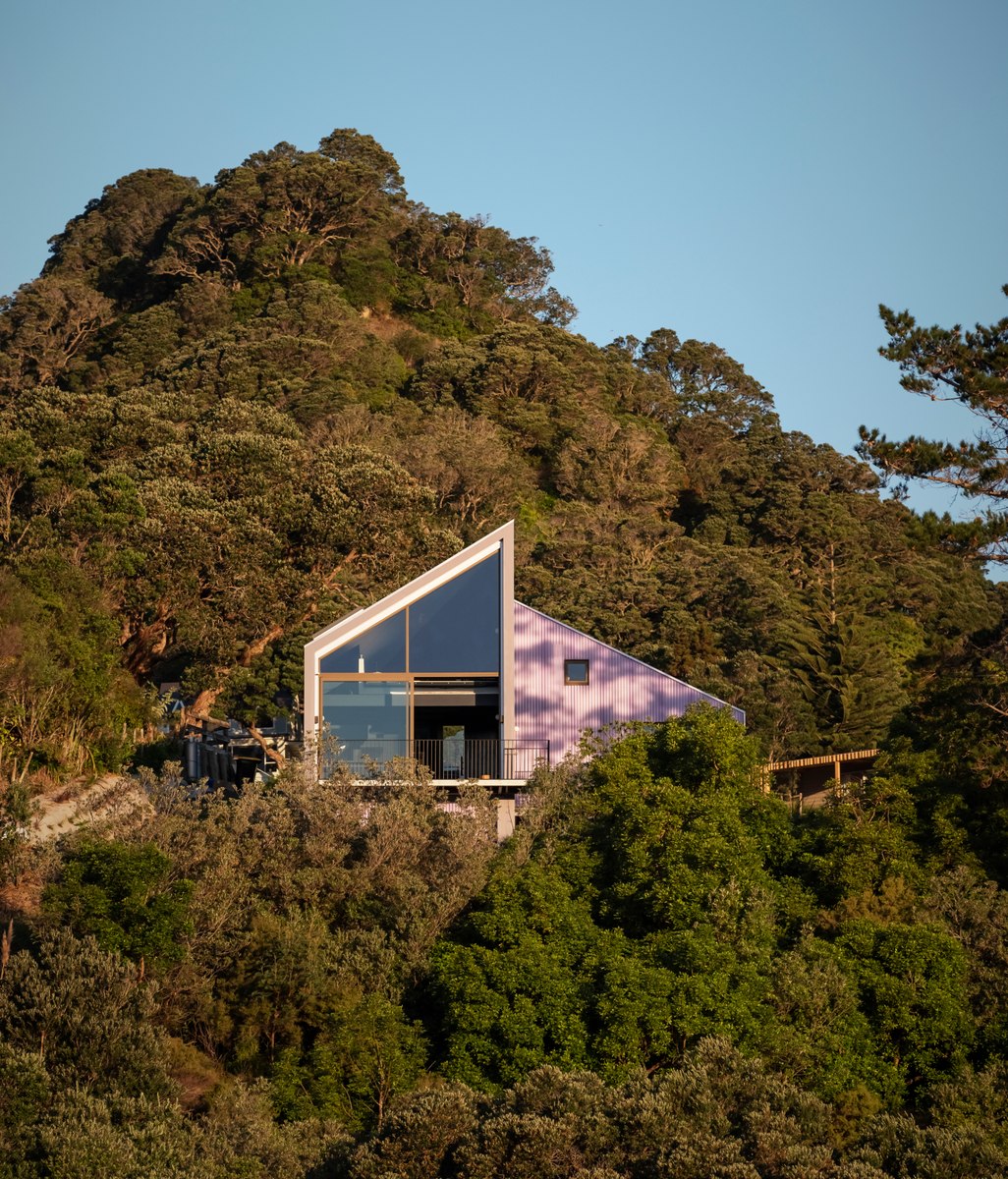 Edgy architecture in a cliffside Coromandel bach