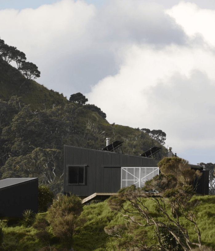 A Great Barrier Island bach where two forms meet in conversation