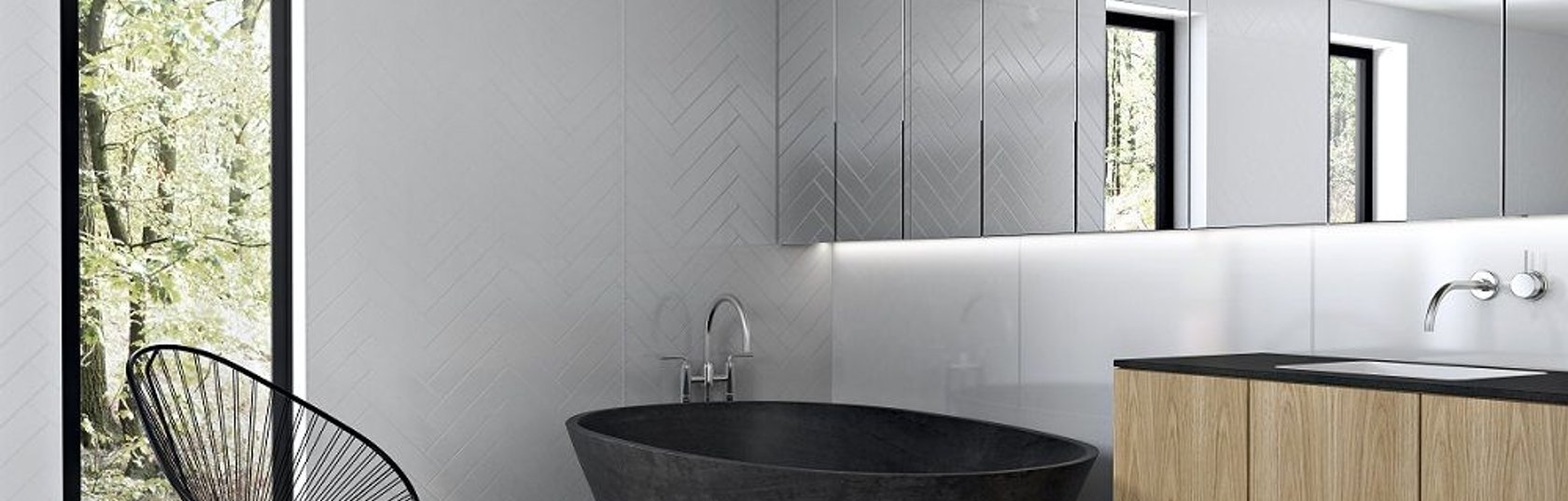 Creating tile-look finishes with water resistant surfaces