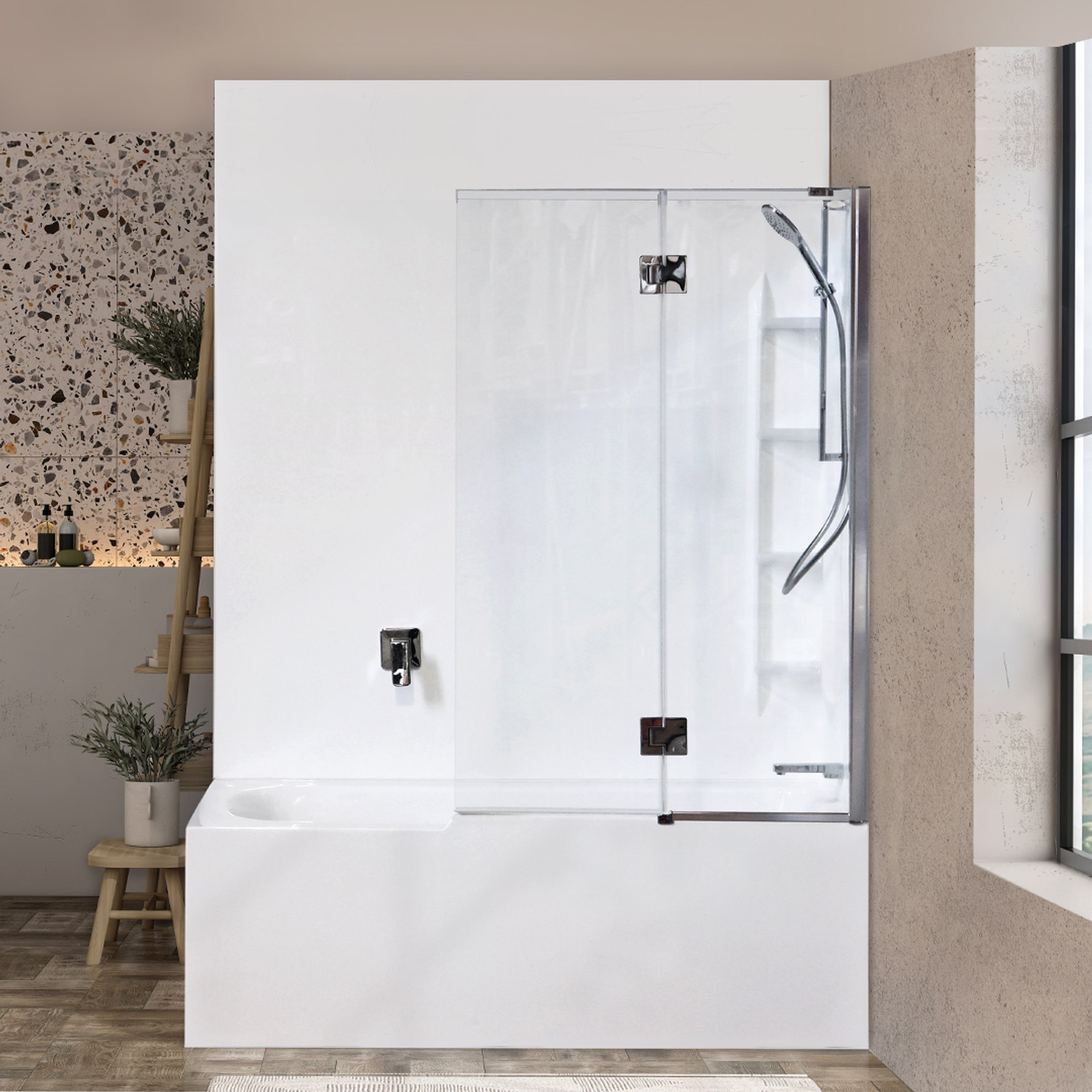Evora™ Freestanding Corner Shower Over Bath Combo ArchiPro NZ