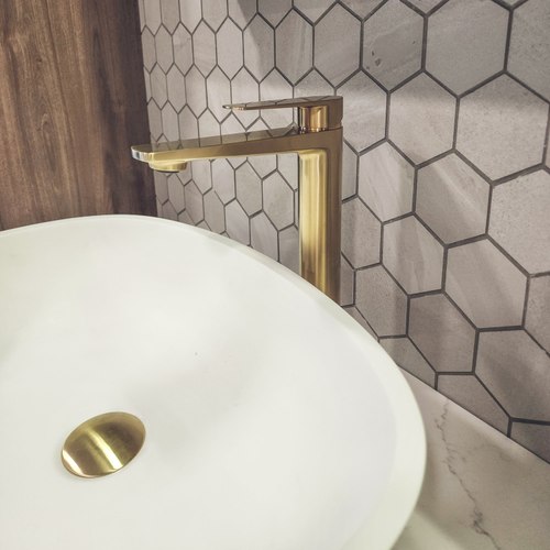 Brushed Brass Code Pure Tall Vessel Basin Mixer Range
