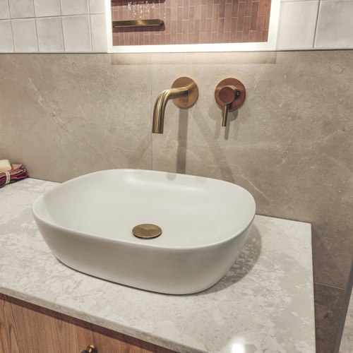 Matte White Code Pure Oval 470 Ceramic Vessel Basin Range