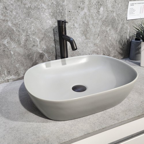 Matte Light Grey Code Pure Oval 470 Ceramic Vessel Basin Range