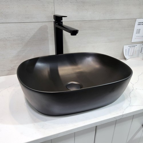 Matte Black Code Pure Oval 470 Ceramic Vessel Basin Range