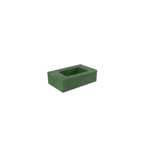 Dark-Green BARE Concrete Fluted Wall Basin 755mm