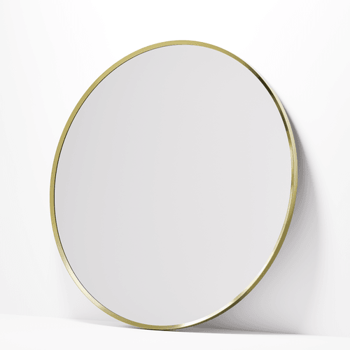 Brushed Brass Code Aspect Round 900 Framed Mirror Range