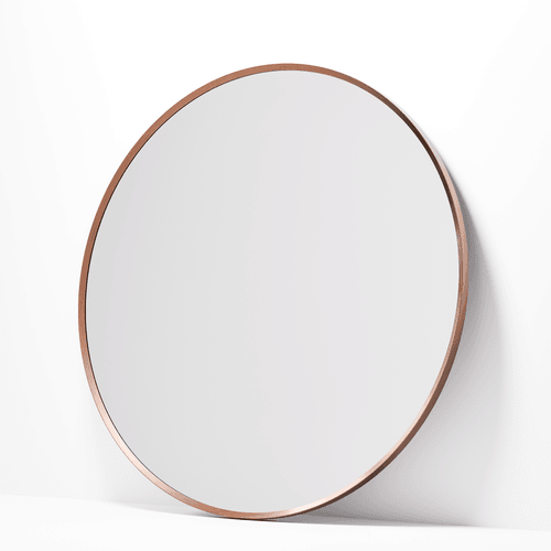 Brushed Copper Code Aspect Round 900 Framed Mirror Range