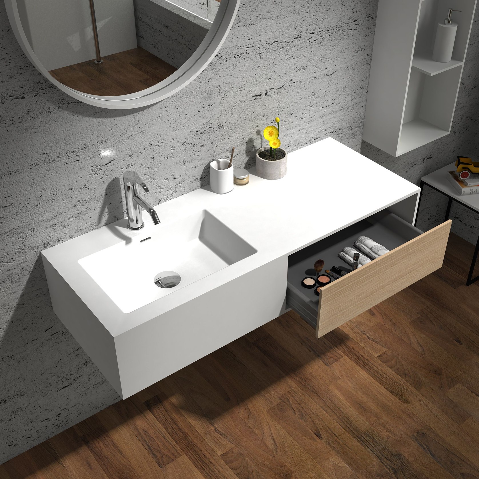 1200mm Wall Hung Solid Surface Vanity 1200mm G38483-3 | ArchiPro NZ