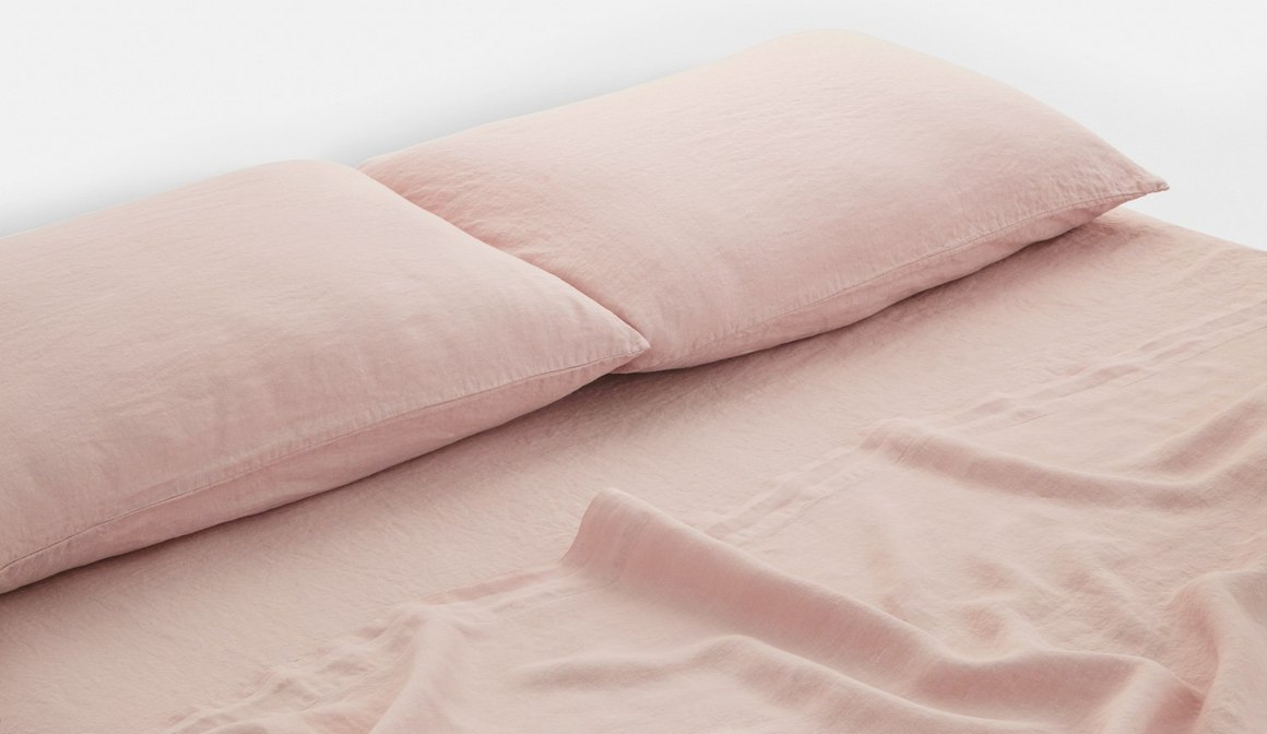 Linen Fitted Sheets Blush KingSingle AU Bedsheets ArchiPro NZ