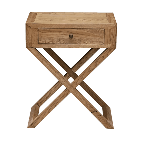 Oak Italia Riviera Bedside with Cross Legs