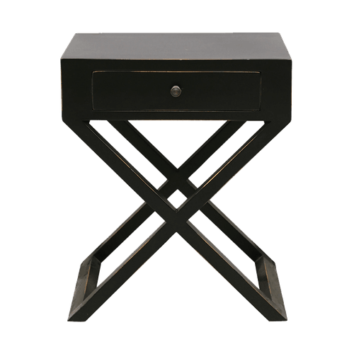 Matte Black Italia Riviera Bedside with Cross Legs