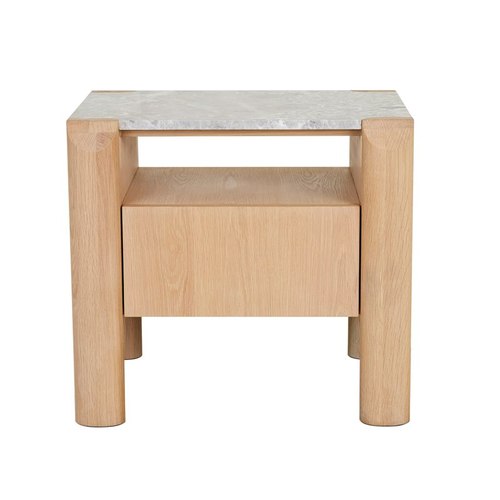 Grey Marble/Satin Oak Willa Marble Bedside