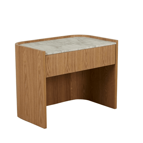 Matt White Marble/Natural Ash Elsie Bedside