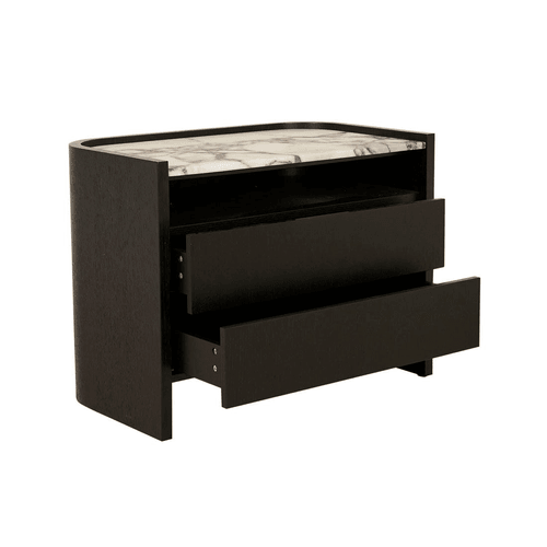 Matt Ocean Marble/Matt Dark Oak Elsie Two Drawer Bedside