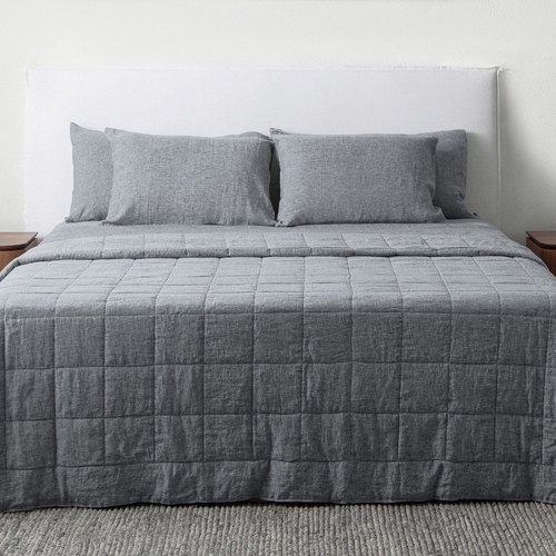 Marl Grey Cotton-filled Linen Quilts