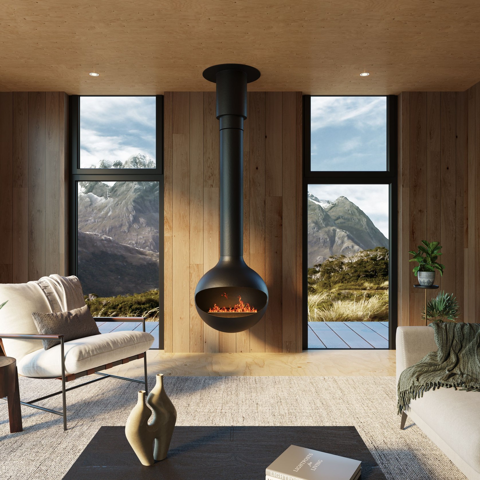 Naked Flame Sphere Suspended Fireplace | ArchiPro NZ