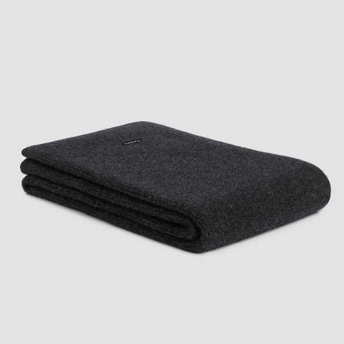 Charcoal Chain Rib Angora & Merino Wool Throws