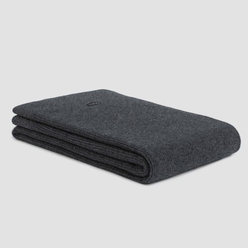 Grey Chain Rib Angora & Merino Wool Throws