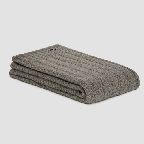 Mocha Chunky Rib Angora & Merino Wool Throws