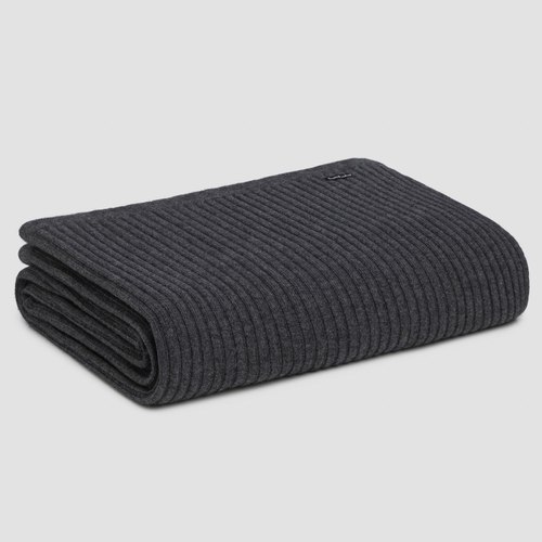 Grey Wide Rib Angora & Merino Wool Blankets