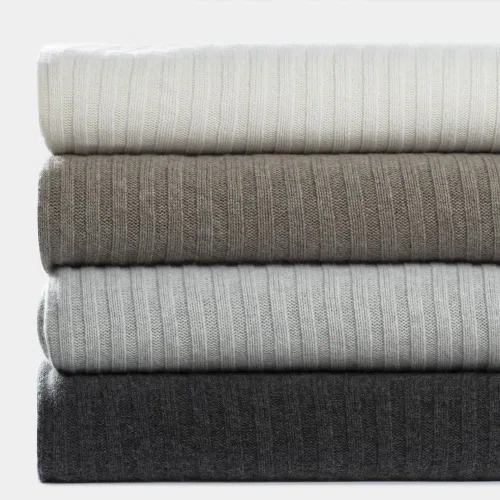 Sand Wide Rib Italian Cashmere Blankets