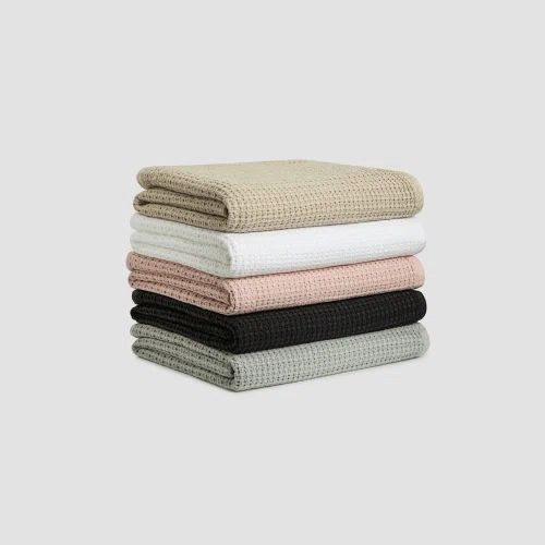 Charcoal Cotton Waffle Blankets