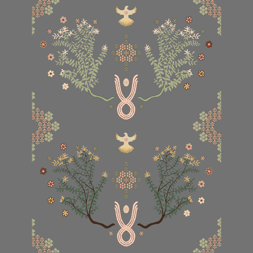 Silver Dark Emerald Garden Axminster Roll Carpet by Miranda Brown