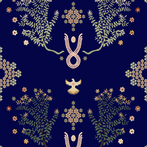 Ink Night Sky Emerald Garden Rugs by Miranda Brown
