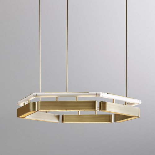 Brushed Gold Colt Hexagon Chandelier