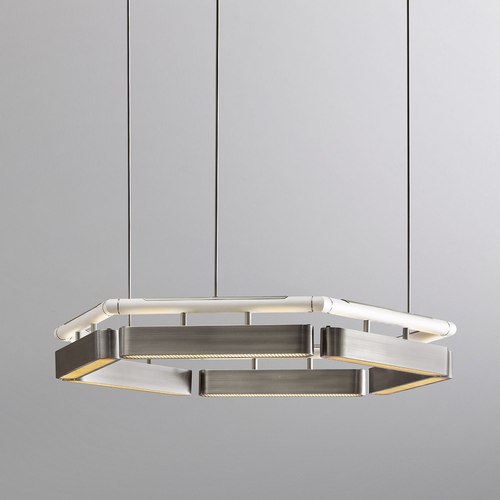 Satin Nickel Colt Hexagon Chandelier