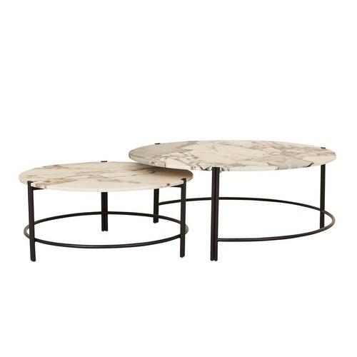 Matt Ocean Marble/Black Atlas Twin Nest Coffee Table