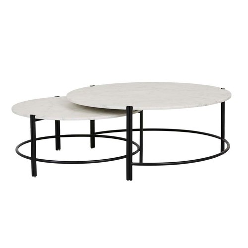 Matt White Marble/Matt Black Atlas Twin Nest Coffee Table