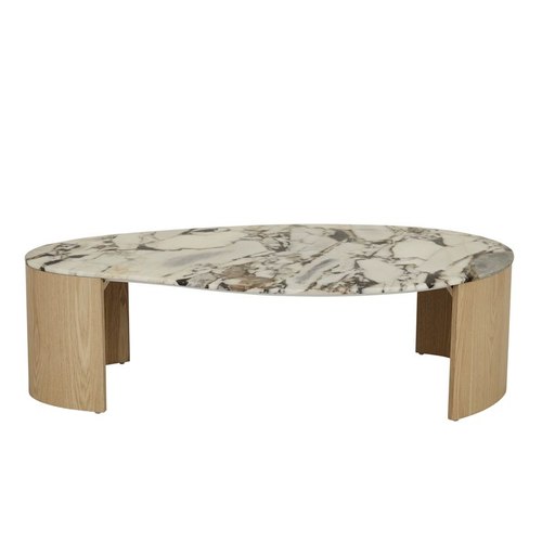 Matt Ocean Marble/Natural Ash Oberon Curve Marble Coffee Table
